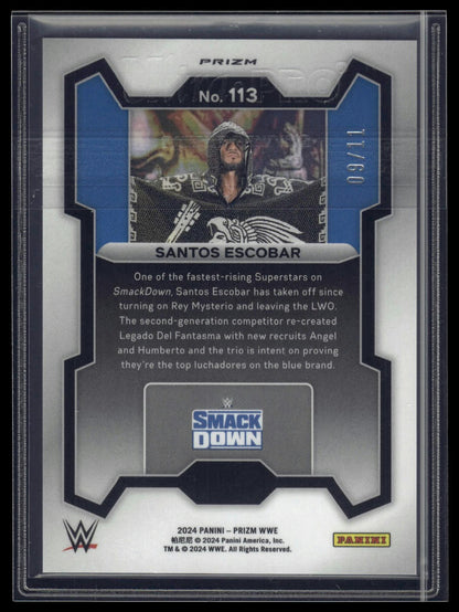 2024 Panini Prizm WWE #113 Santos Escobar Blue Shimmer FOTL Prizms #/11