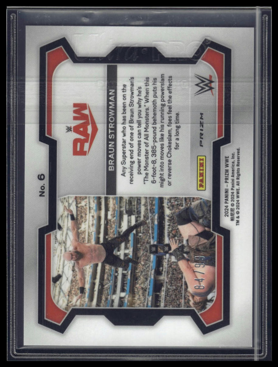 2024 Panini Prizm WWE #6 Braun Strowman Orange Prizms #/99