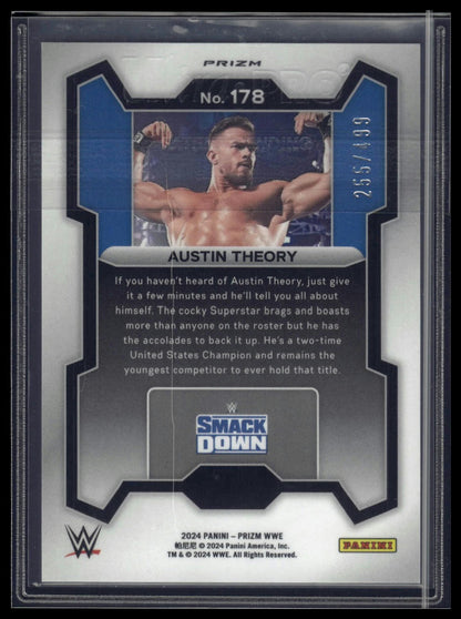2024 Panini Prizm WWE #178 Austin Theory Pulsar Prizms #/499