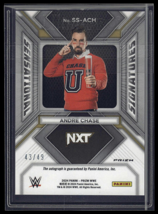 2024 Panini Prizm WWE #SS-ACH Andre Chase Sensational Signatures Blue #/49
