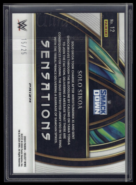 2024 Panini Select WWE #12 Solo Sikoa Sensations Tie Dye Prizms #/25
