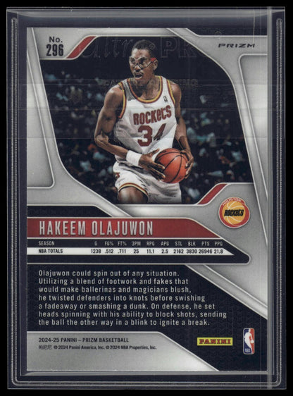 2024-25 Panini Prizm #296 Hakeem Olajuwon Prizms Silver