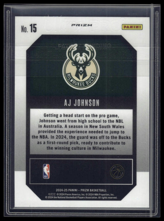 2024-25 Panini Prizm #15 AJ Johnson Emergent Prizms Green