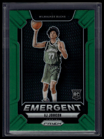 2024-25 Panini Prizm #15 AJ Johnson Emergent Prizms Green