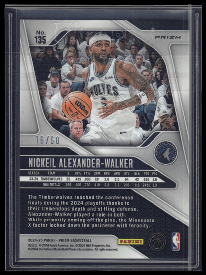 2024-25 Panini Prizm #135 Nickeil Alexander-Walker Prizms Wave Orange #/60
