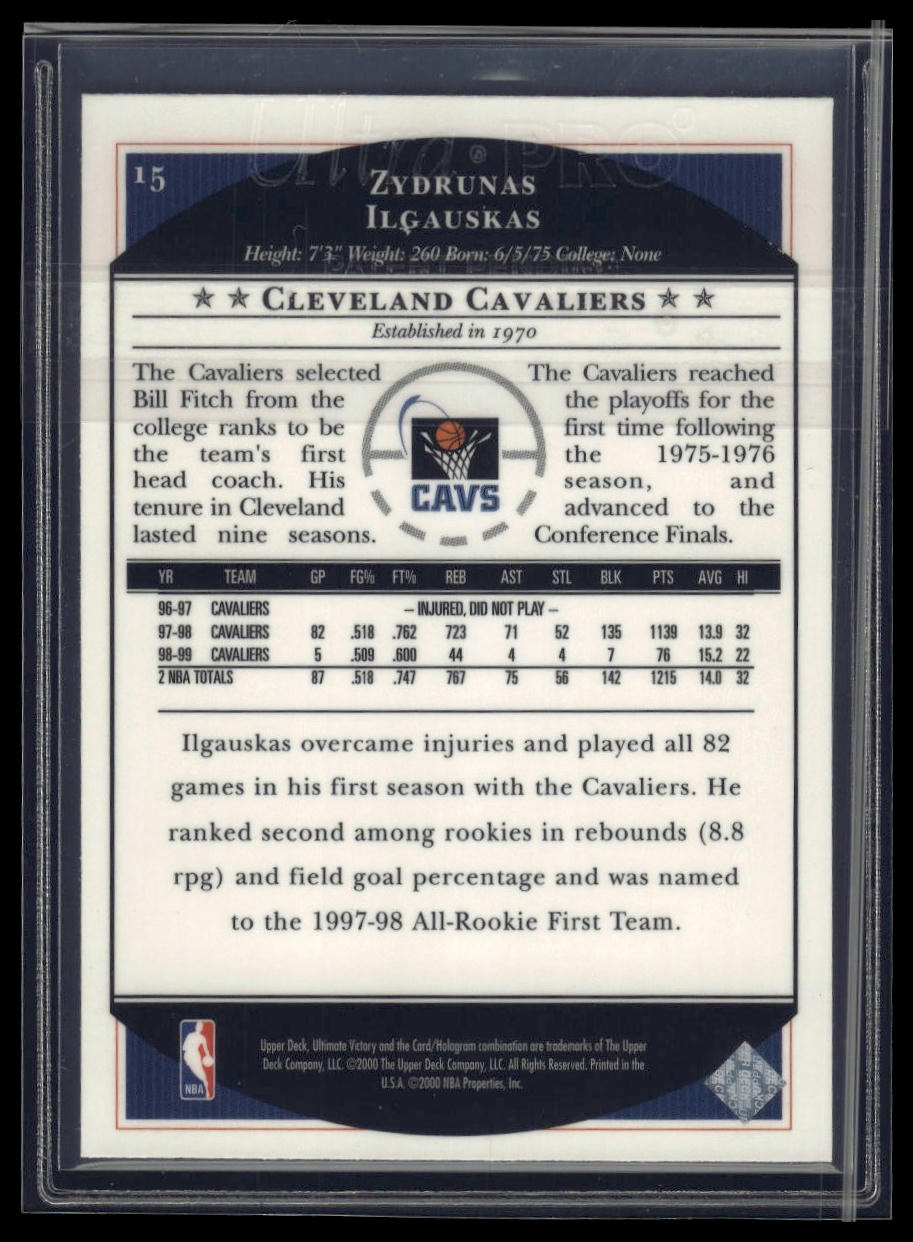 1999-00 Upper Deck Ultimate Victory #15 Zydrunas Ilgauskas