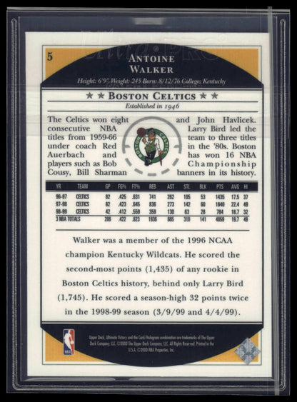 1999-00 Upper Deck Ultimate Victory #5 Antoine Walker