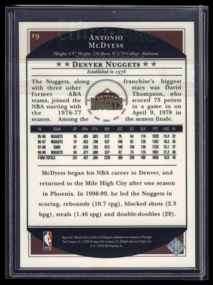 1999-00 Upper Deck Ultimate Victory #19 Antonio McDyess