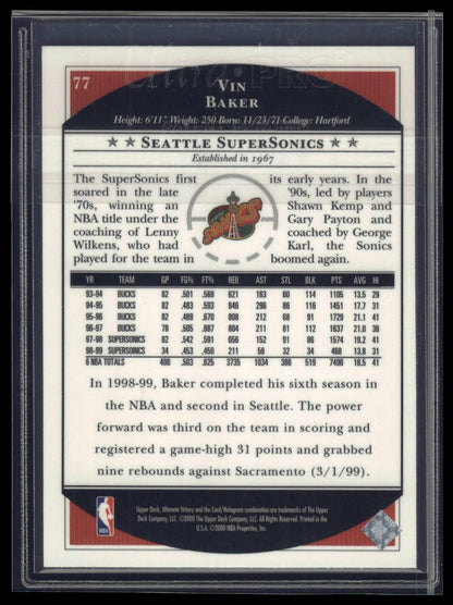 1999-00 Upper Deck Ultimate Victory #77 Vin Baker