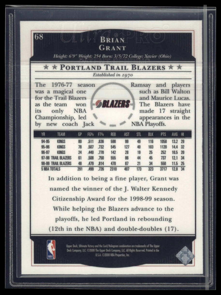 1999-00 Upper Deck Ultimate Victory #68 Brian Grant