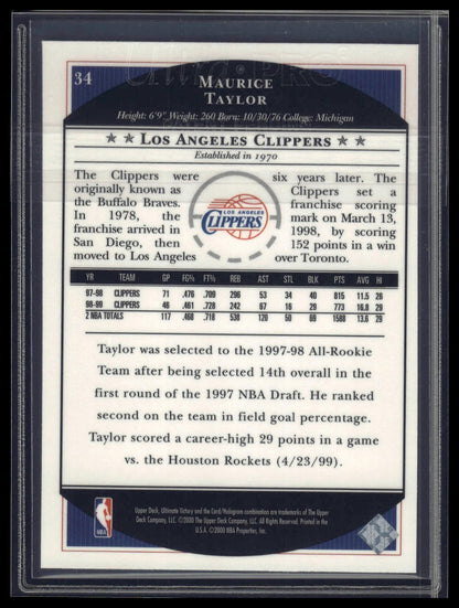 1999-00 Upper Deck Ultimate Victory #34 Maurice Taylor
