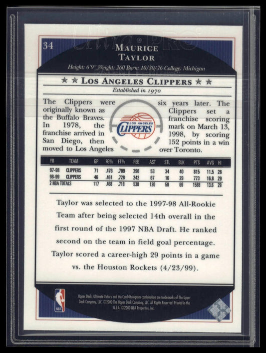 1999-00 Upper Deck Ultimate Victory #34 Maurice Taylor