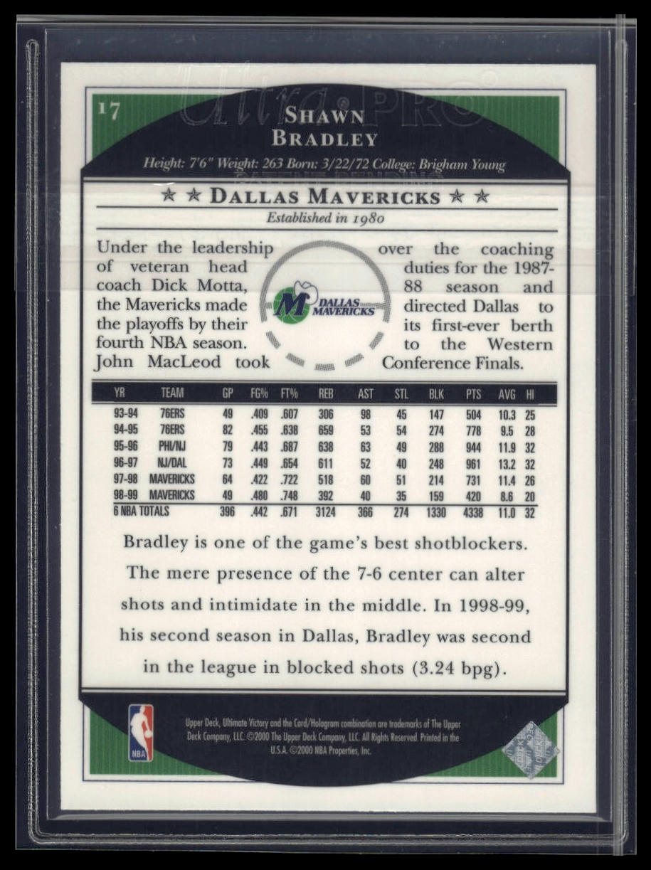 1999-00 Upper Deck Ultimate Victory #17 Shawn Bradley