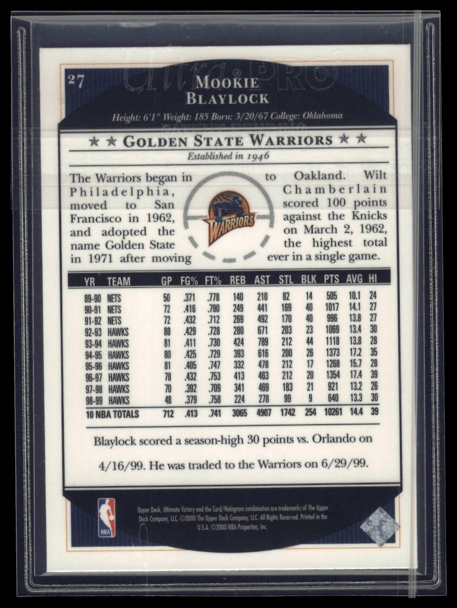 1999-00 Upper Deck Ultimate Victory #27 Mookie Blaylock