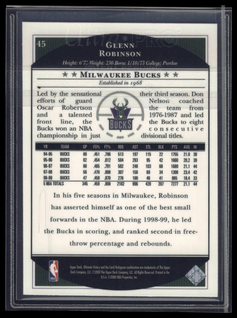1999-00 Upper Deck Ultimate Victory #45 Glenn Robinson