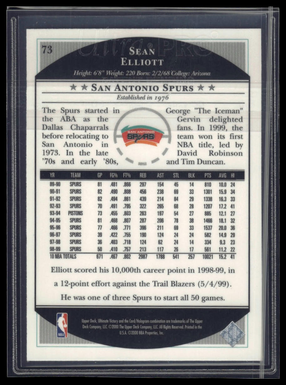 1999-00 Upper Deck Victory #229 Sean Elliott
