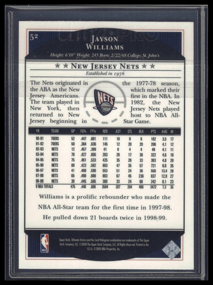 1999-00 Upper Deck Ultimate Victory #52 Jayson Williams