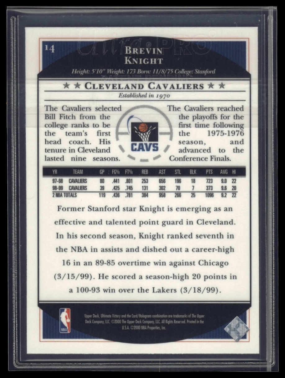 1999-00 Upper Deck Ultimate Victory #14 Brevin Knight