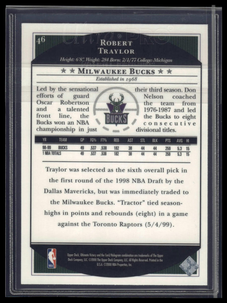 1999-00 Upper Deck Ultimate Victory #46 Robert Traylor
