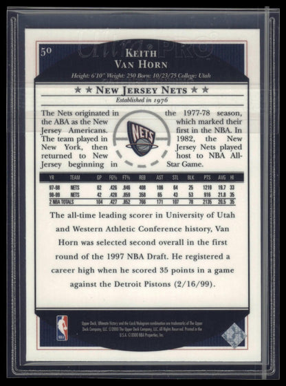 1999-00 Upper Deck Ultimate Victory #50 Keith Van Horn