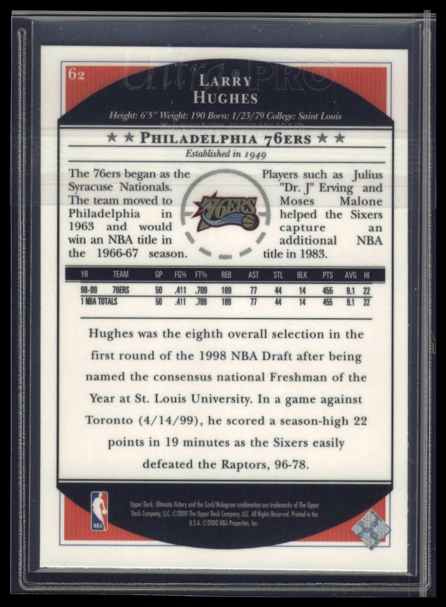 1999-00 Upper Deck Ultimate Victory #62 Larry Hughes