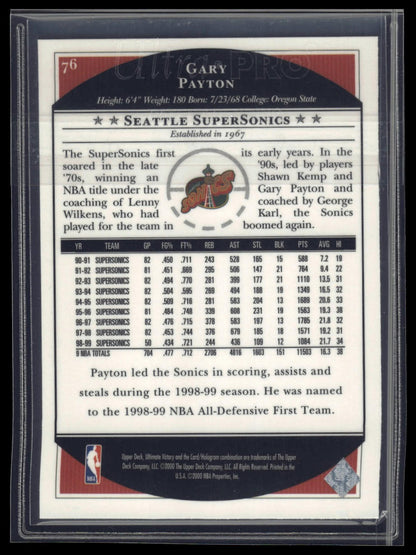1999-00 Upper Deck Ultimate Victory #76 Gary Payton