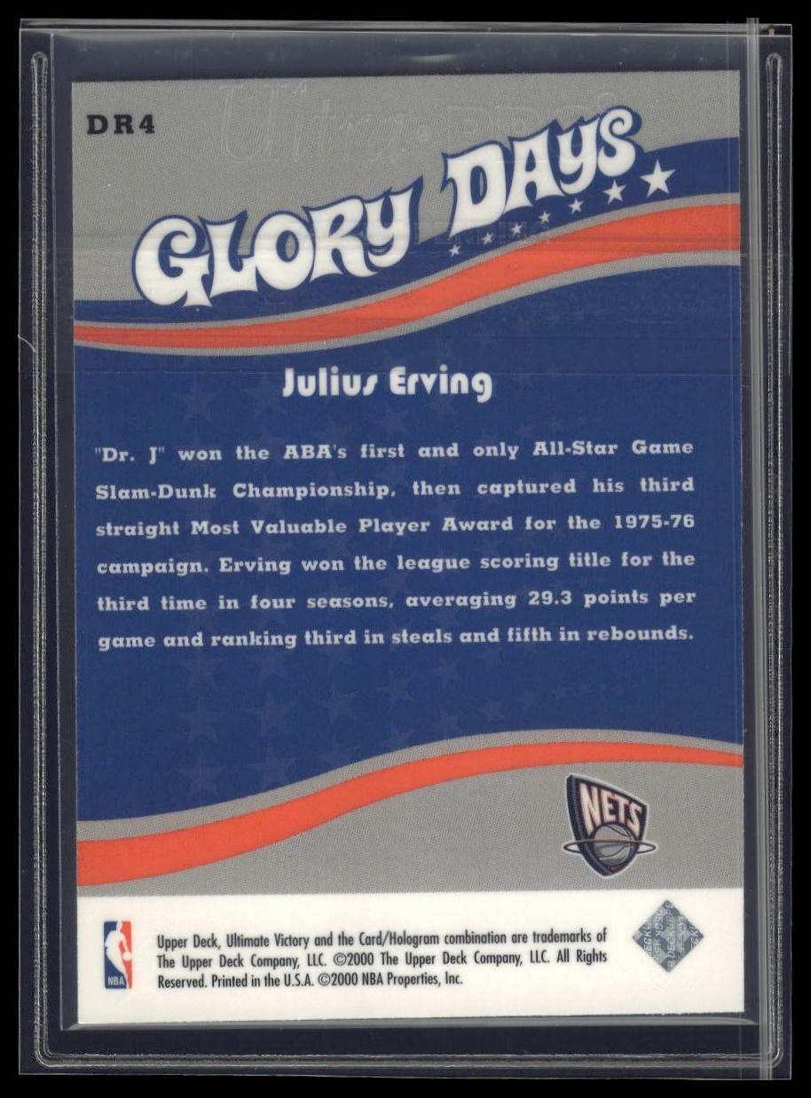 1999-00 Upper Deck Ultimate Victory #DR4 Julius Erving Dr. J Glory Days