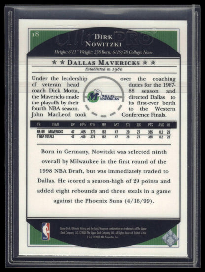 1999-00 Upper Deck Ultimate Victory #18 Dirk Nowitzki
