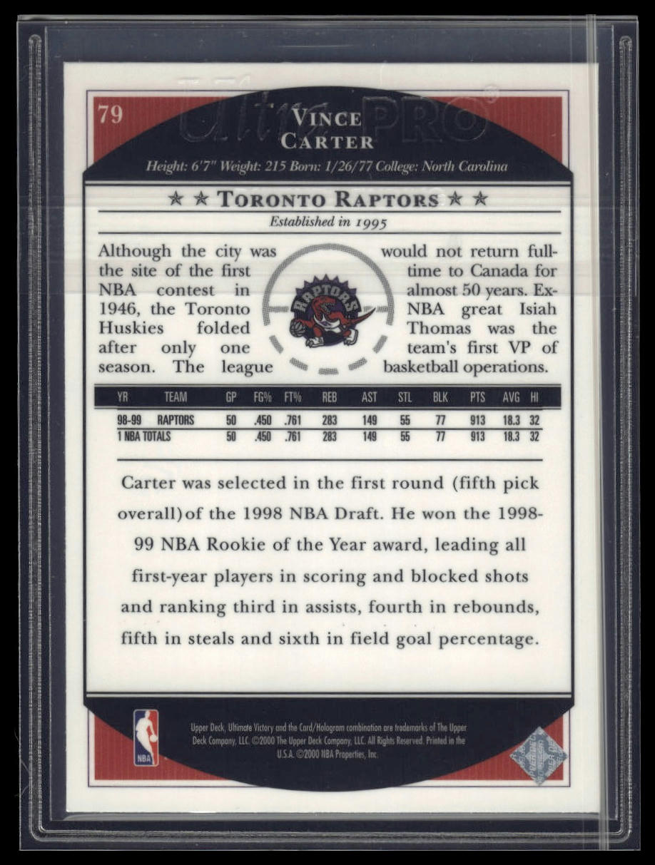 1999-00 Upper Deck Ultimate Victory #79 Vince Carter Victory Collection