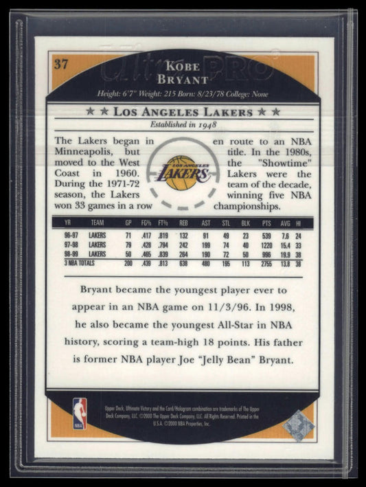 1999-00 Upper Deck Ultimate Victory #37 Kobe Bryant