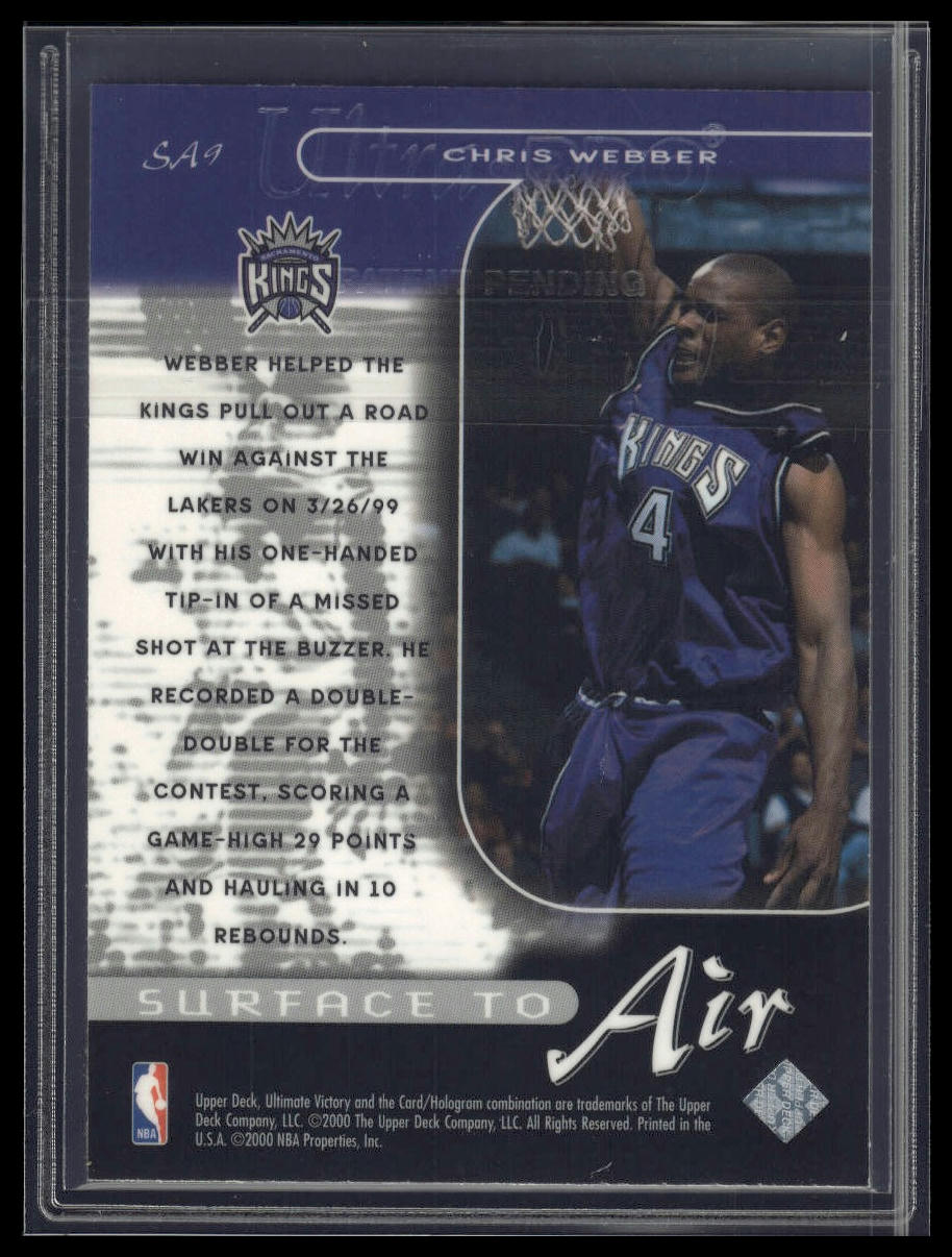 1999-00 Upper Deck Ultimate Victory #SA9 Chris Webber Surface to Air