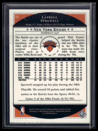 1999-00 Upper Deck Ultimate Victory #55 Latrell Sprewell