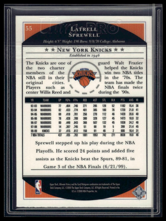 1999-00 Upper Deck Ultimate Victory #55 Latrell Sprewell