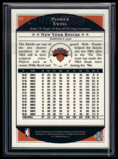 1999-00 Upper Deck Ultimate Victory #53 Patrick Ewing
