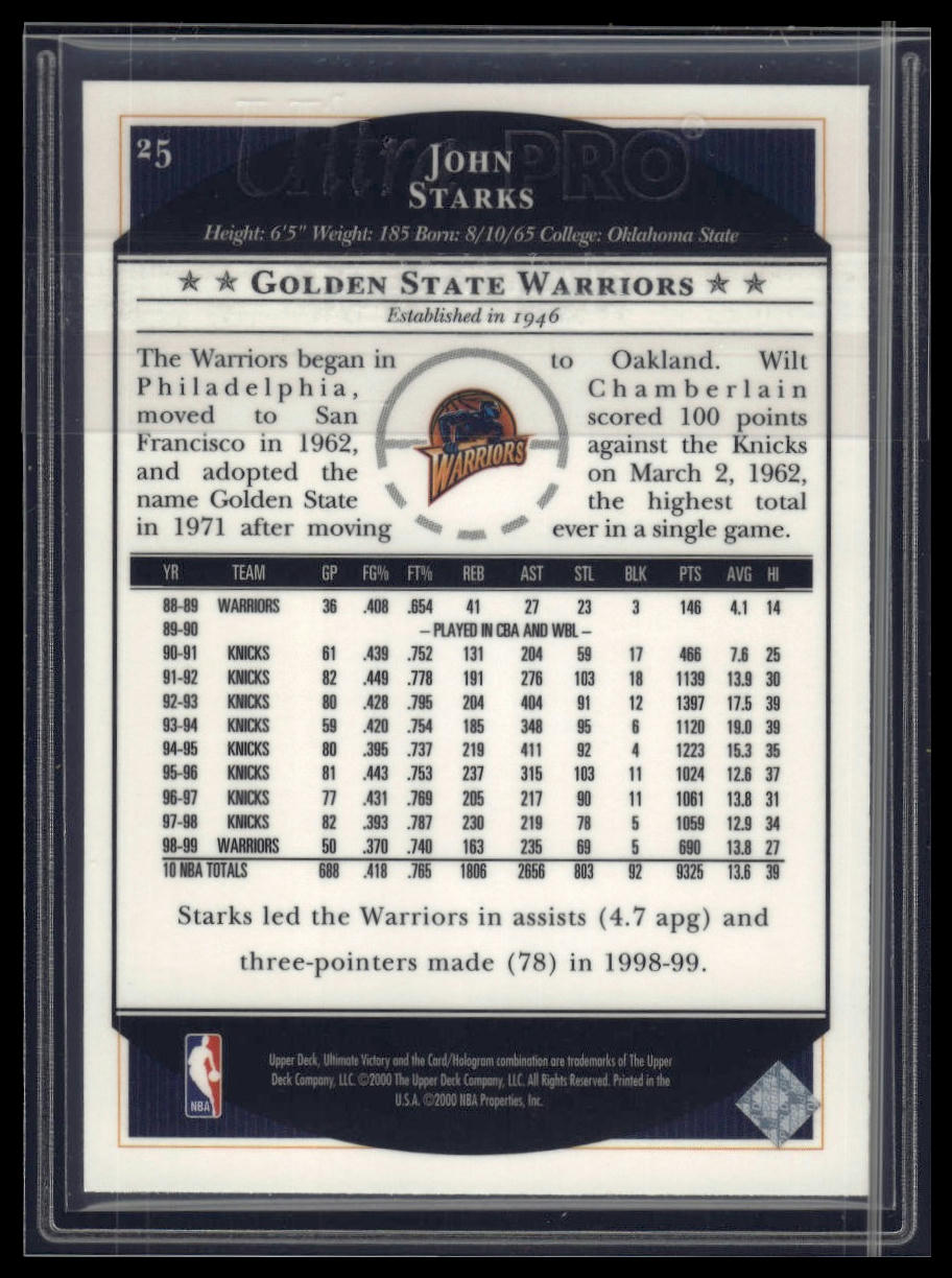 1999-00 Upper Deck Ultimate Victory #25 John Starks