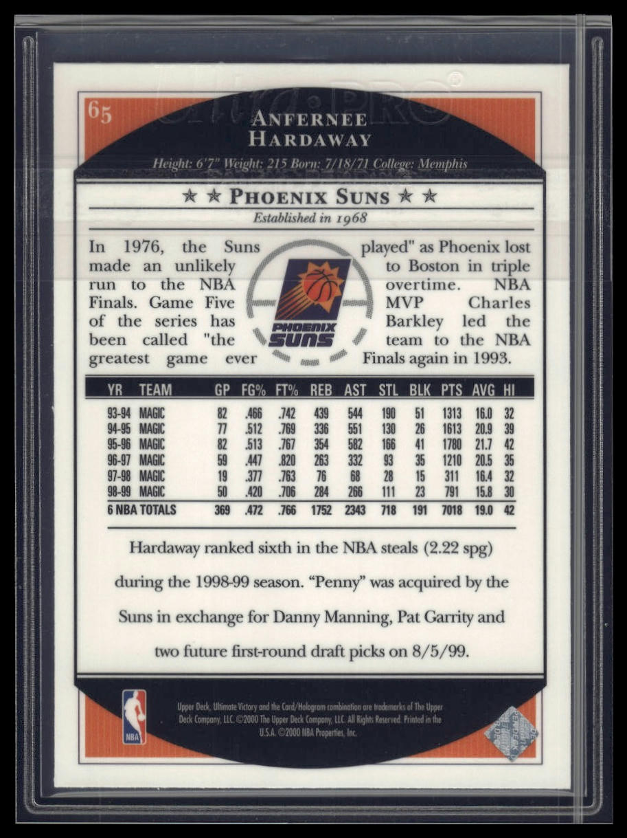 1999-00 Upper Deck Ultimate Victory #65 Anfernee Hardaway