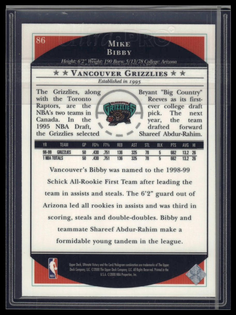 1999-00 Upper Deck Ultimate Victory #86 Mike Bibby