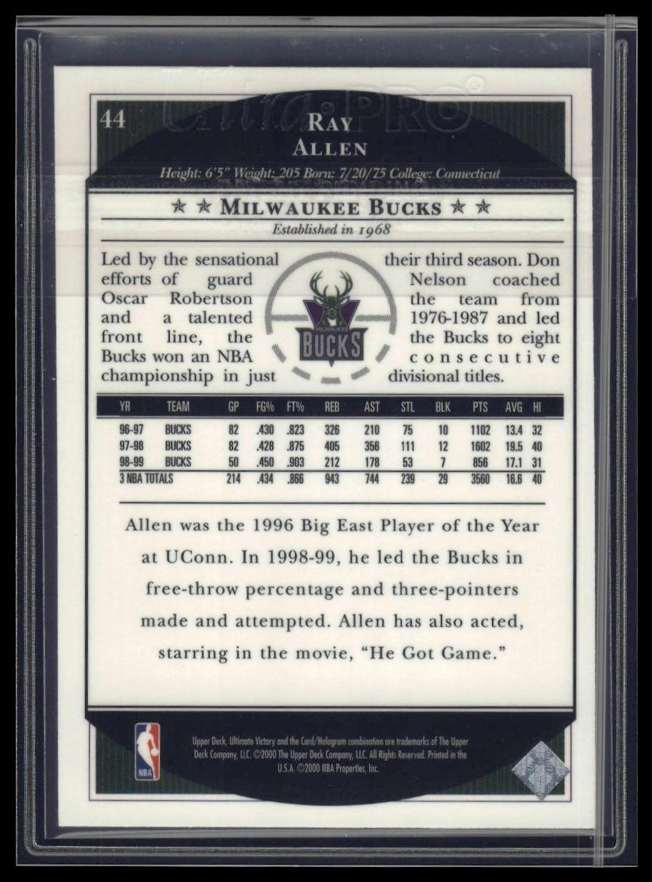 1999-00 Upper Deck Ultimate Victory #44 Ray Allen