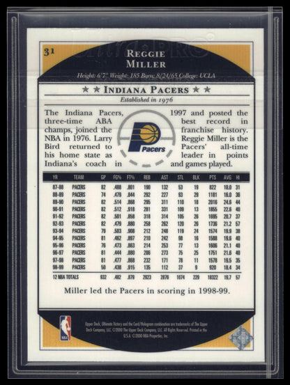 1999-00 Upper Deck Ultimate Victory #31 Reggie Miller