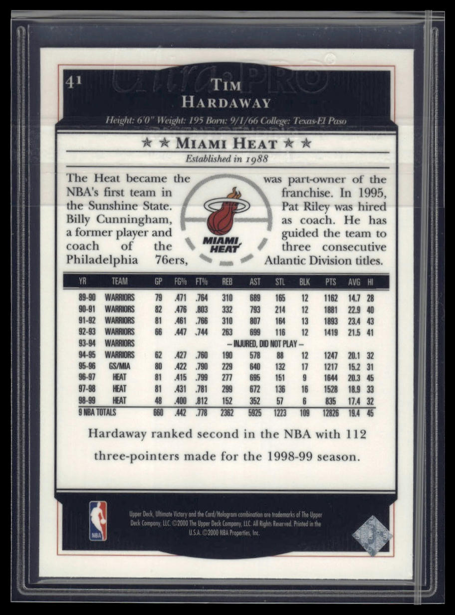 1999-00 Upper Deck Ultimate Victory #41 Tim Hardaway