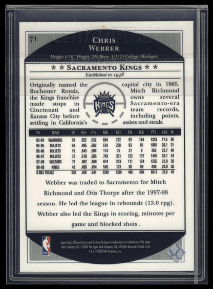 1999-00 Upper Deck Ultimate Victory #71 Chris Webber