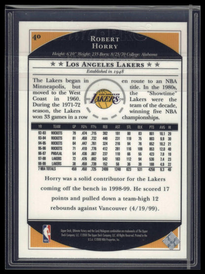 1999-00 Upper Deck Ultimate Victory #40 Robert Horry