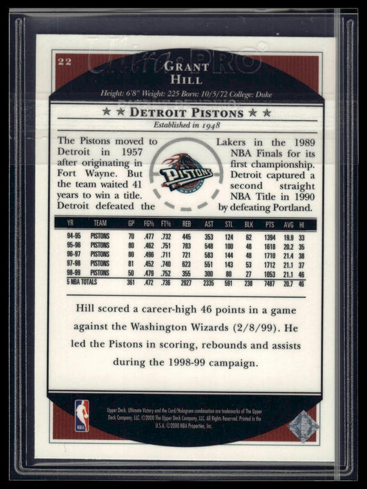 1999-00 Upper Deck Ultimate Victory #22 Grant Hill