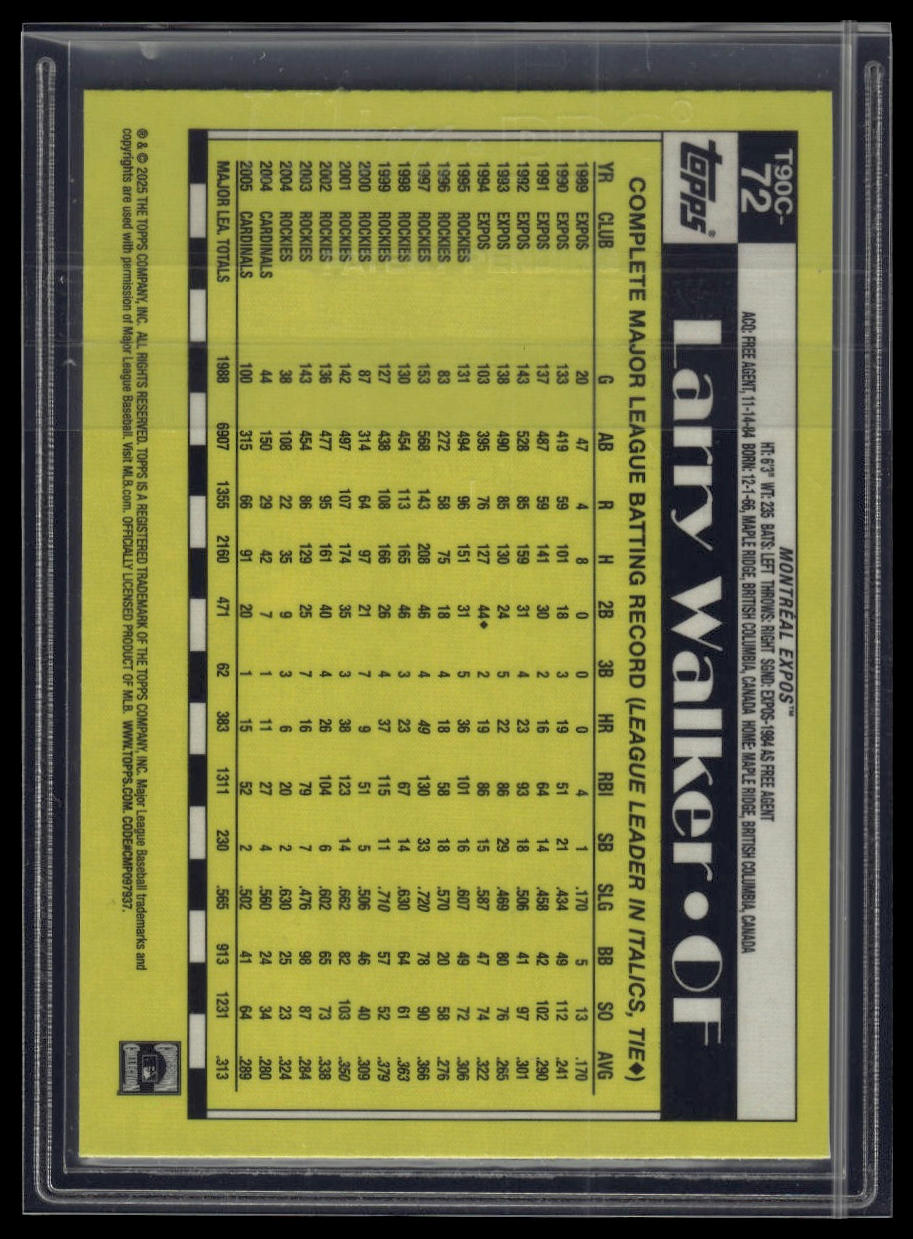 2025 Topps Larry Walker 1990 Topps Baseball 35th Anniversary Chrome (Series One)
