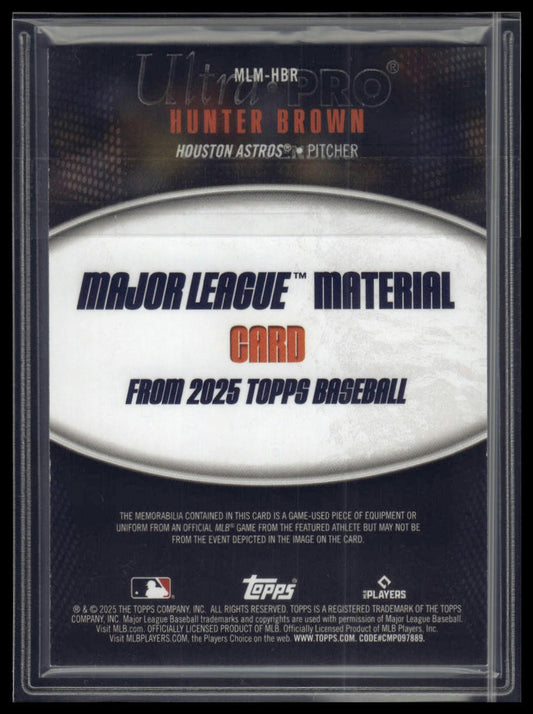 2025 Topps #MLM-HBR Hunter Brown Major League Material Relics (Series One)