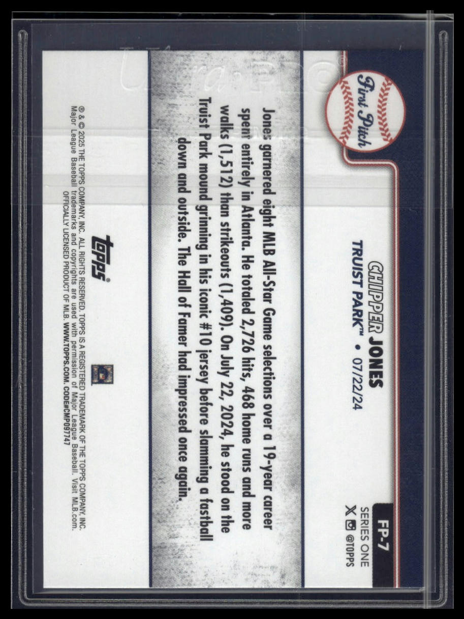 2025 Topps Series 1 #FP-7 Chipper Jones First Pitch (Series One)