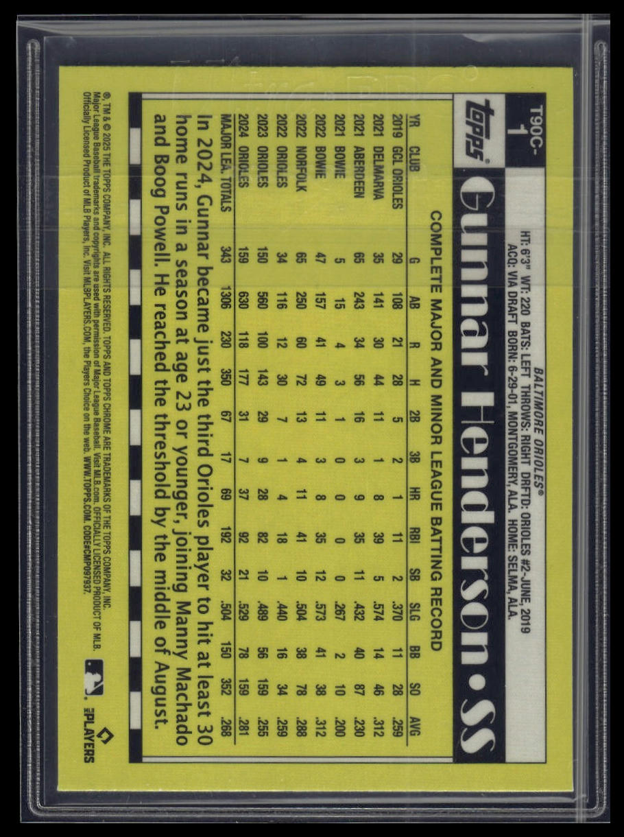2025 Topps Gunnar Henderson 1990 Topps Baseball 35th Anniversary Chrome