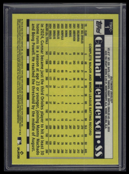 2025 Topps Gunnar Henderson 1990 Topps Baseball 35th Anniversary Chrome