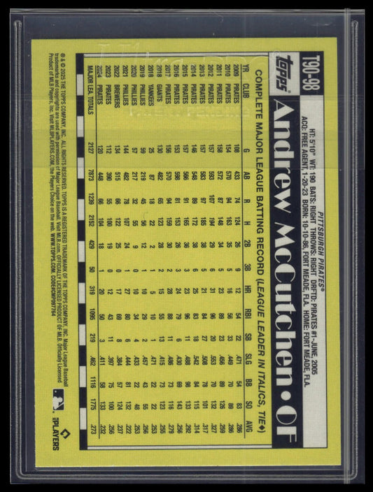 2025 Topps Series 1 Andrew McCutchen 1990 Topps Baseball 35th Anniversary