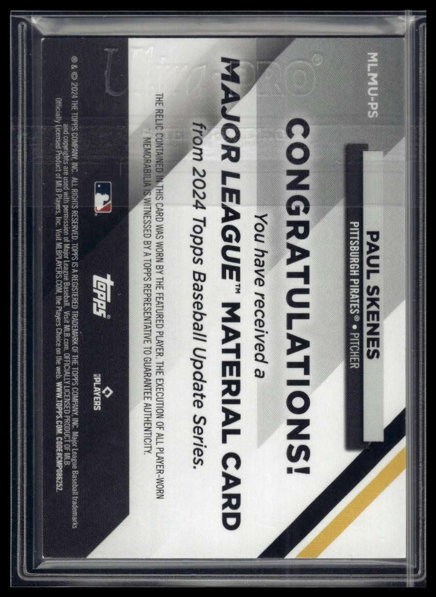 2025 Topps Series 1 #MLMU-PS Paul Skenes Major League Materials Relics